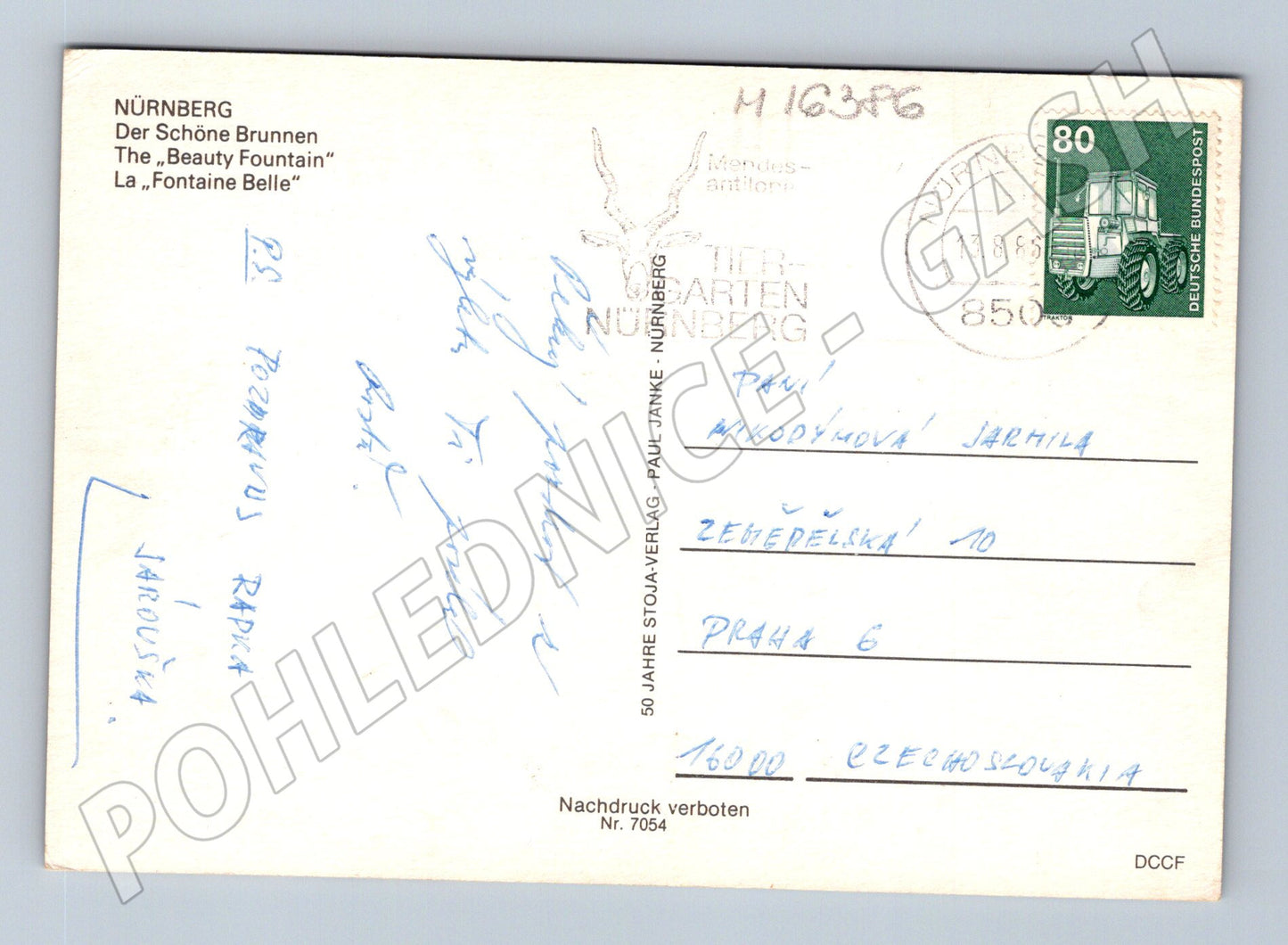 Pohlednice Norimberk Schöner Brunnen 1969 prošlá poštou (M16386)
