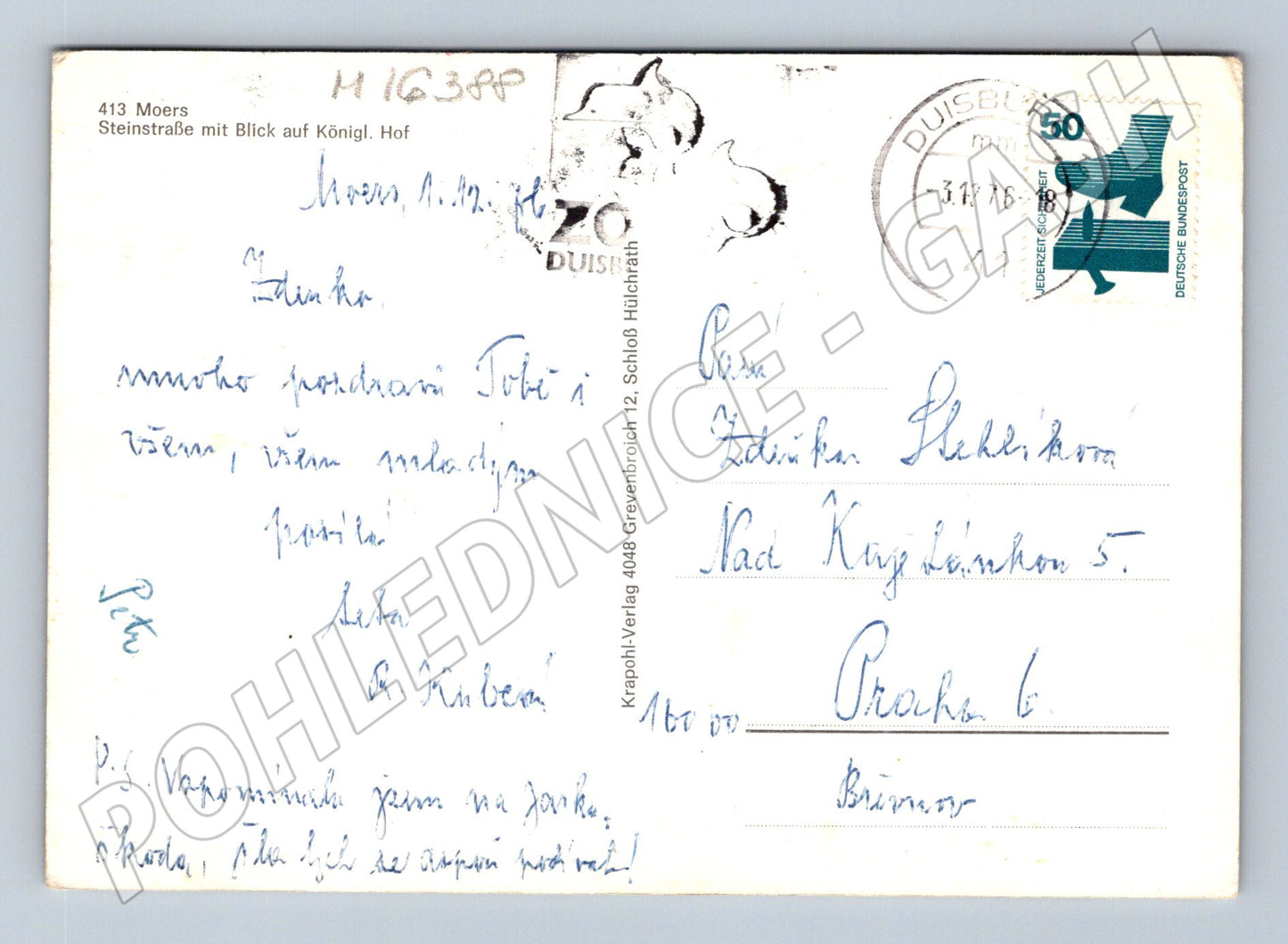 Pohlednice Moers Steinstrasse Německo 70 léta (M16388)