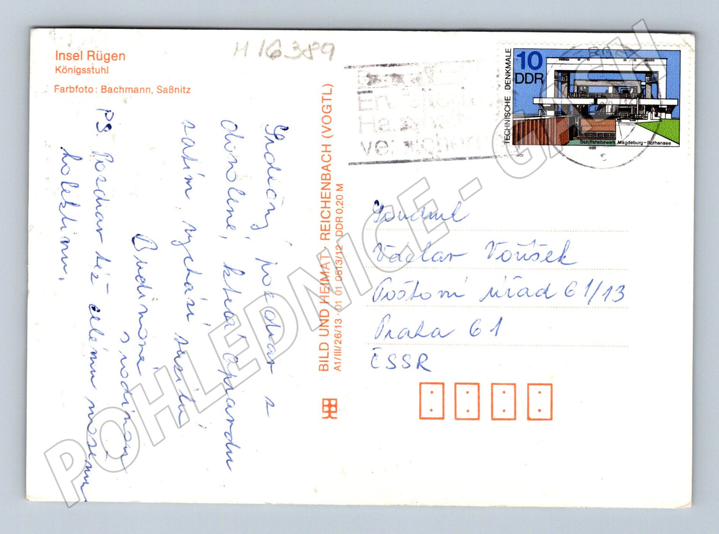 Pohlednice NDR Rujána Königsstuhl zaslaná do ČSSR 1979 (M16389)