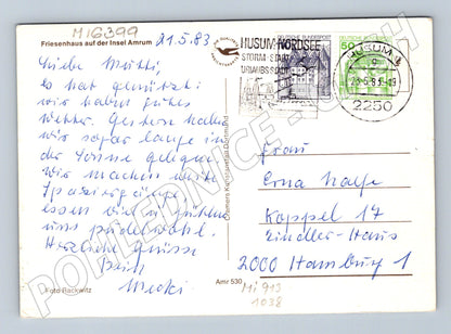 Pohlednice Friesenhaus Amrum Německo 1983 použitá (M16399)