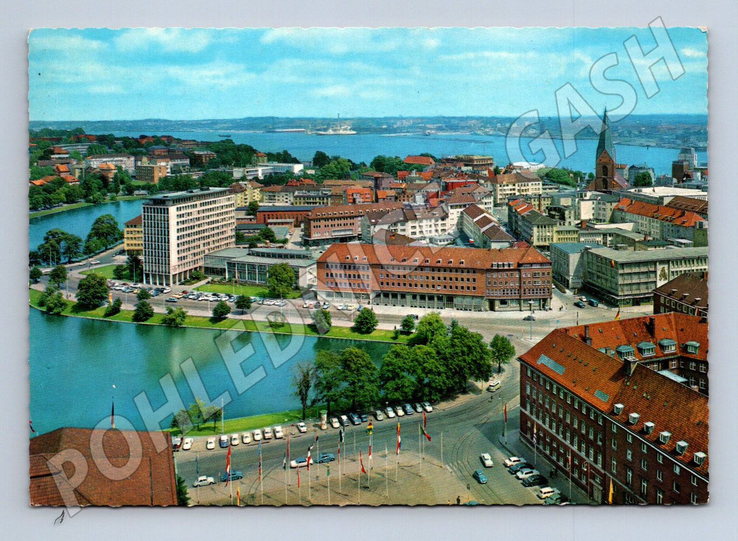 Pohlednice Německo Kiel letecký pohled na město 1962 (M16403)