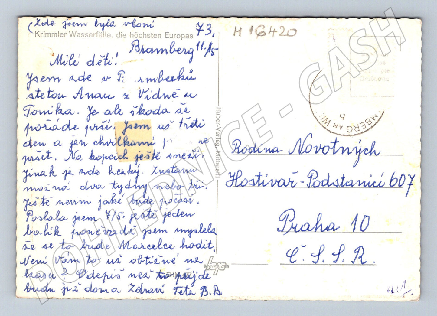 Pohlednice Krimmler Wasserfälle Rakousko  barevná 70 léta (M16420)