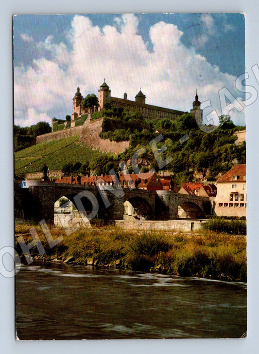 Pohlednice Würzburg Alte Mainbrücke pevnost Marienberg 1987 (M16422)
