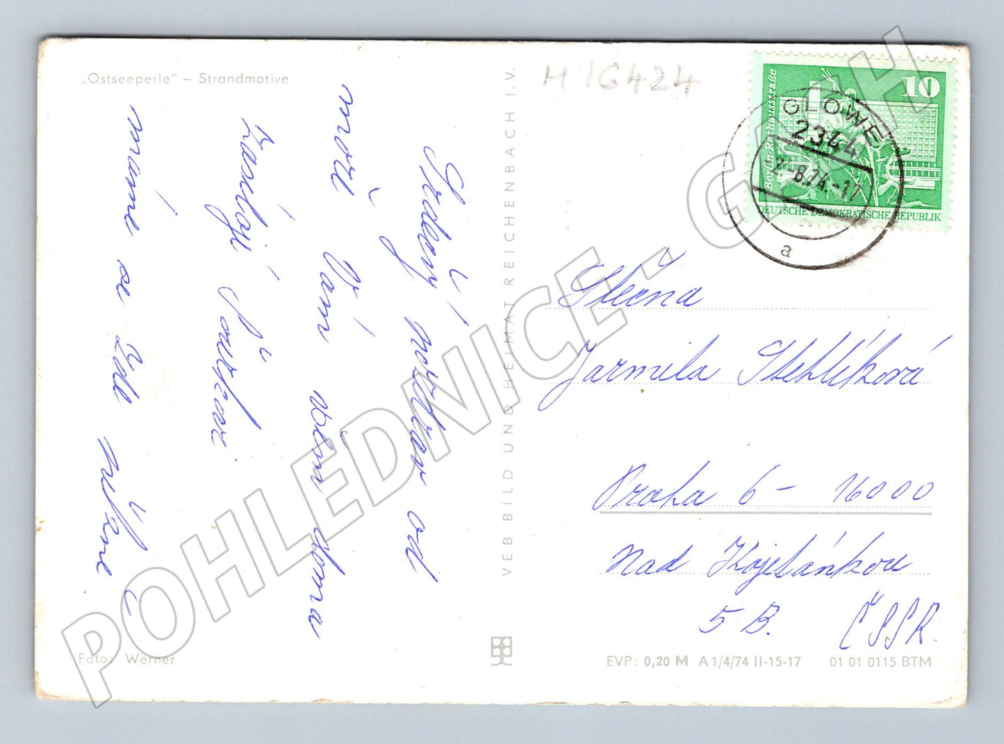 Pohlednice Gruss aus Glowe Německo pláž NDR 1974 (M16424)