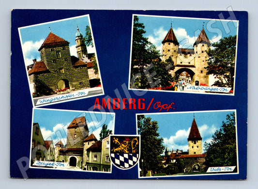Pohlednice Amberg Bavorsko městské brány víceobrázková Německo(M16431)