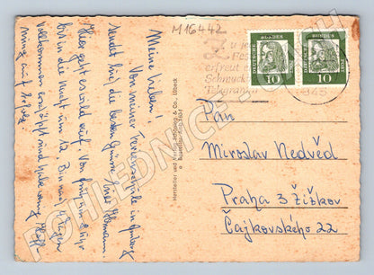 Pohlednice Amberg Německo prošlá koláž památek známky (M16442)