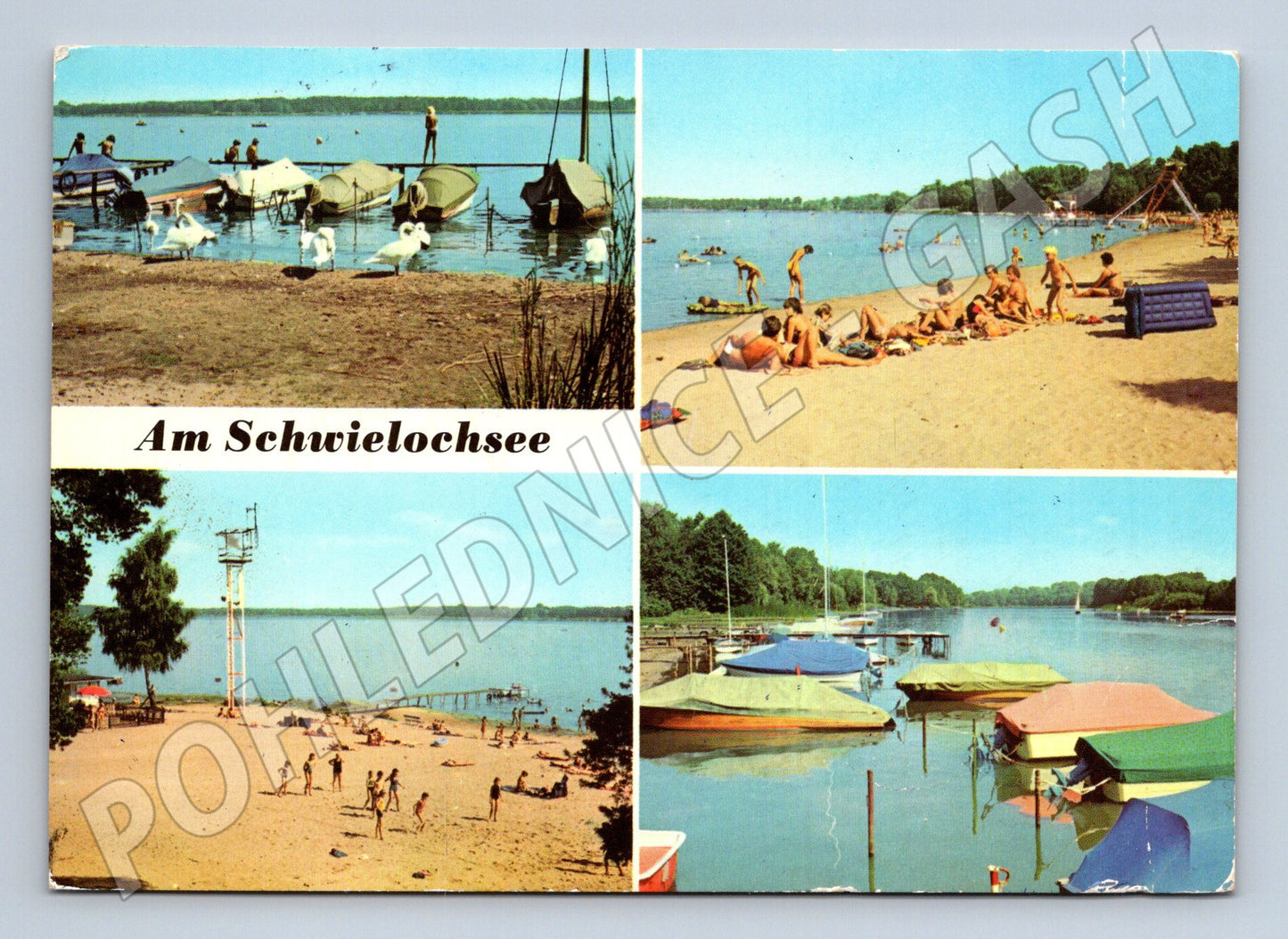 Pohlednice Am Schwielochsee NDR pláž lodě 1980 zaslaná (M16443)