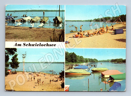 Pohlednice Am Schwielochsee NDR pláž lodě 1980 zaslaná (M16443)