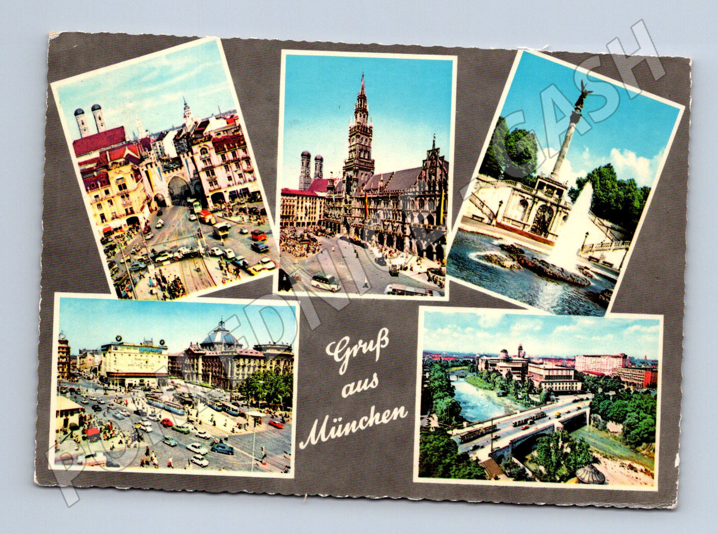 Pohlednice Mnichov 1965 koláž památek odeslaná Německo (M16445)