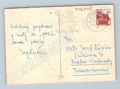 Pohlednice Mnichov 1965 koláž památek odeslaná Německo (M16445)