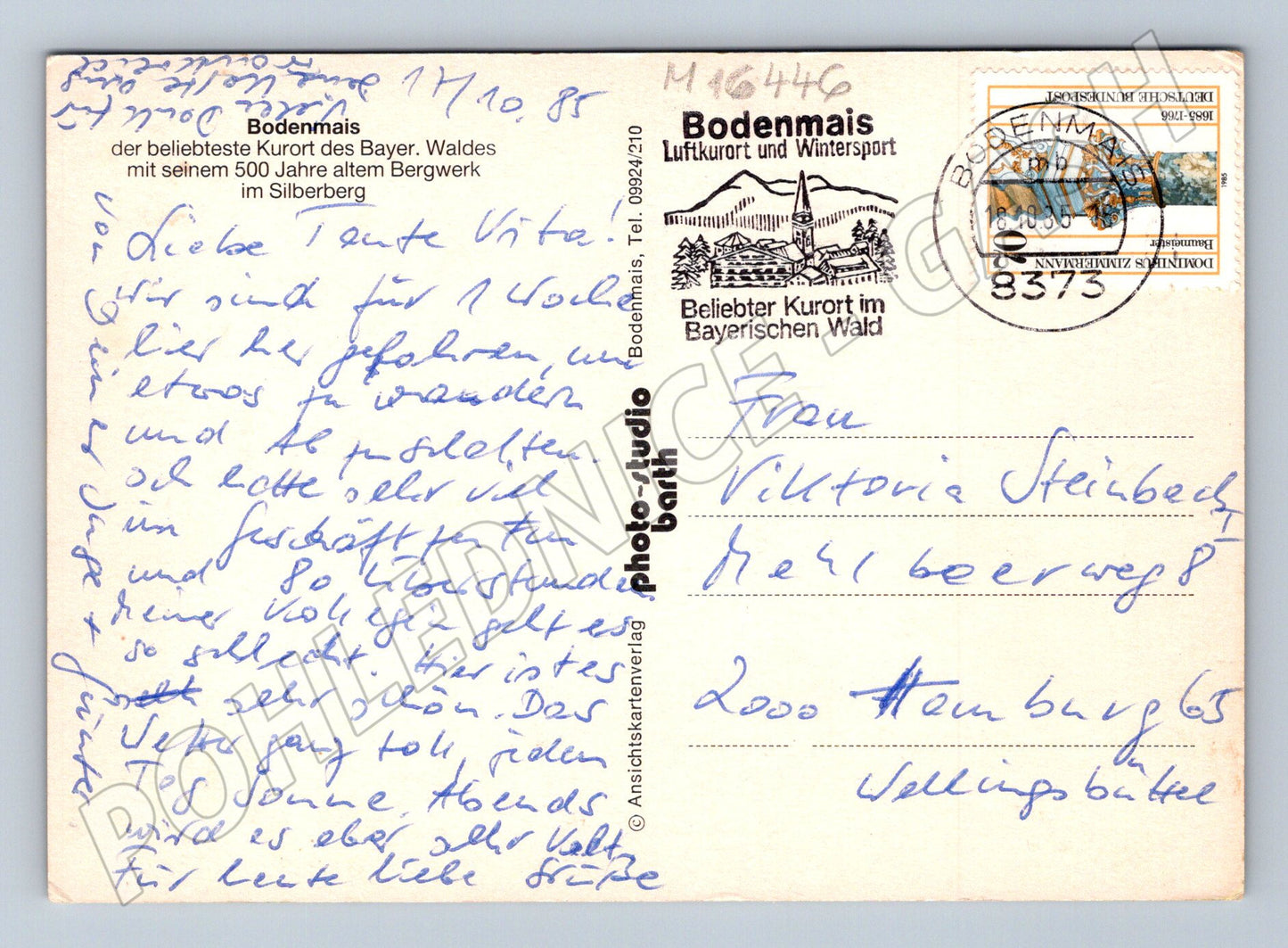 Pohlednice Bodenmais Silberberg Bavorský les Německo 1985 (M16446)