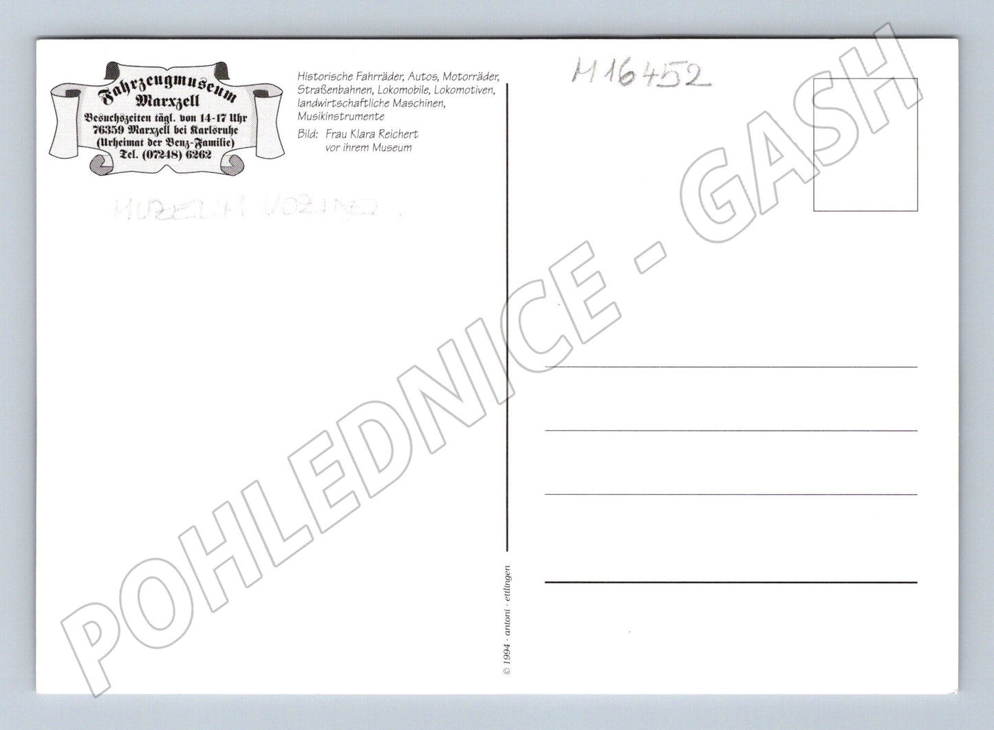 Pohlednice Fahrzeugmuseum Marxzell Německo muzeum dopravy (M16452)