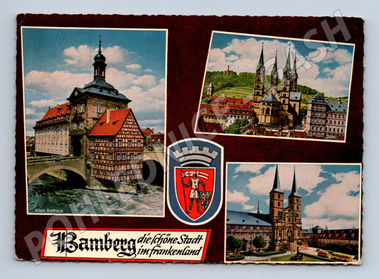Pohlednice Bamberg Německo stará radnice katedrála Michelsberg(M16455)