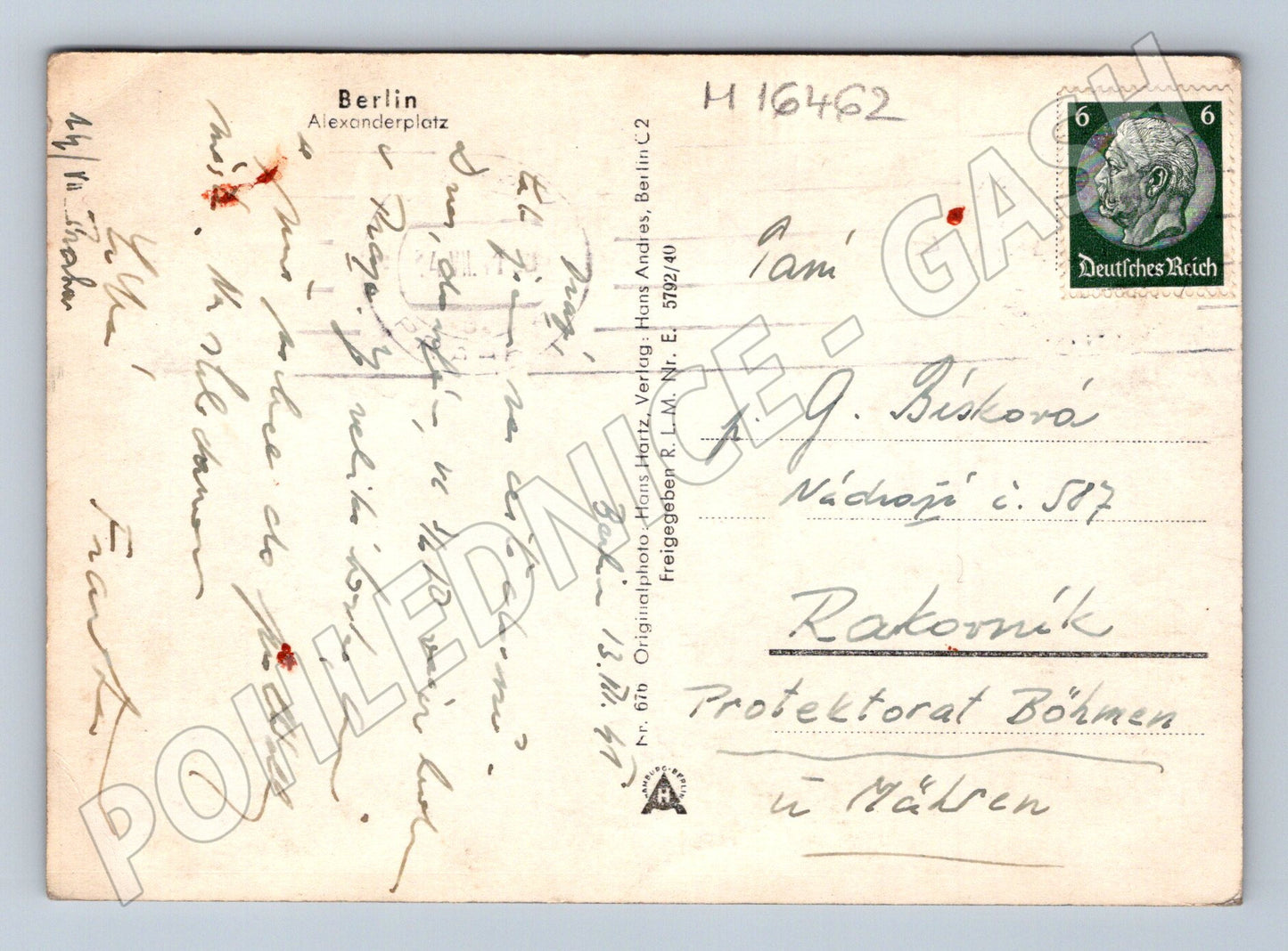 Pohlednice Berlin Alexanderplatz historická Německo cca 1940 (M16462)