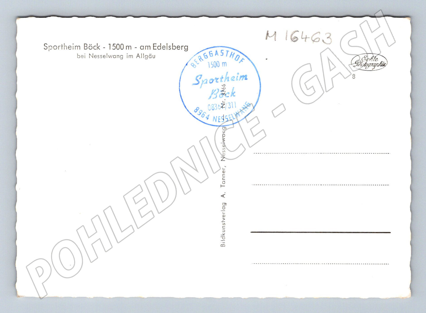 Pohlednice Sportheim Böck Edelsberg Allgäu Německo horská (M16463)