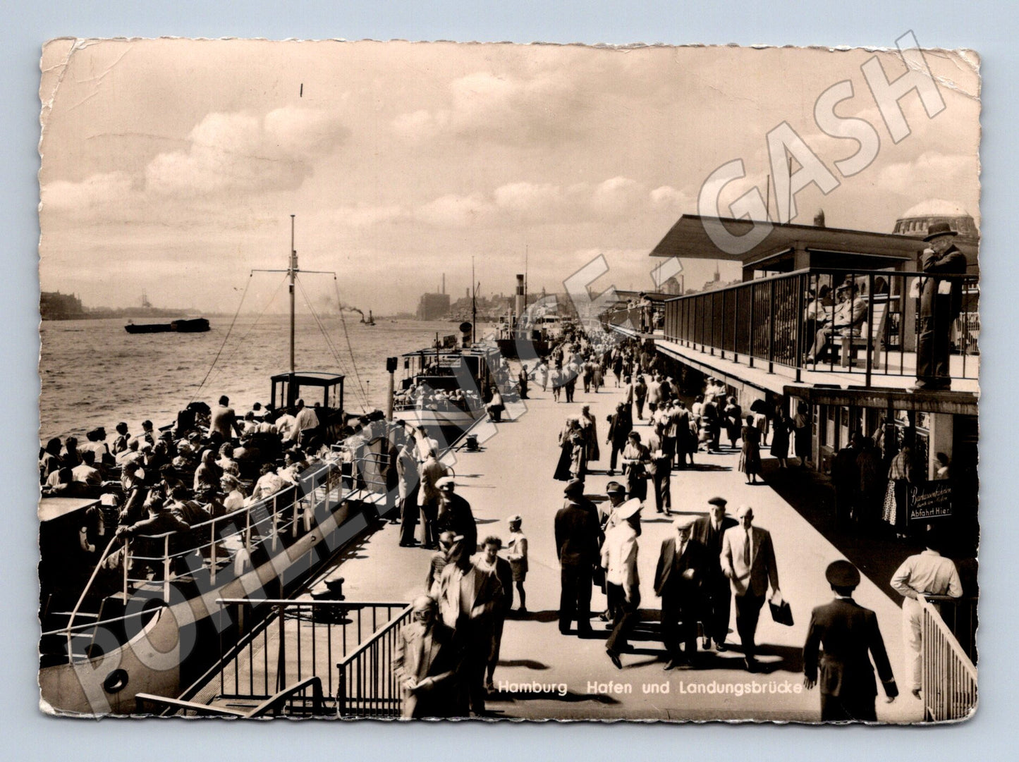 Pohlednice Hamburg Hafen und Landungsbrücke Německo 1956 (M16468)