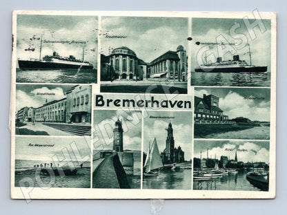 Pohlednice Bremerhaven 1938 koláž Německo ručně psaná známka (M16470)