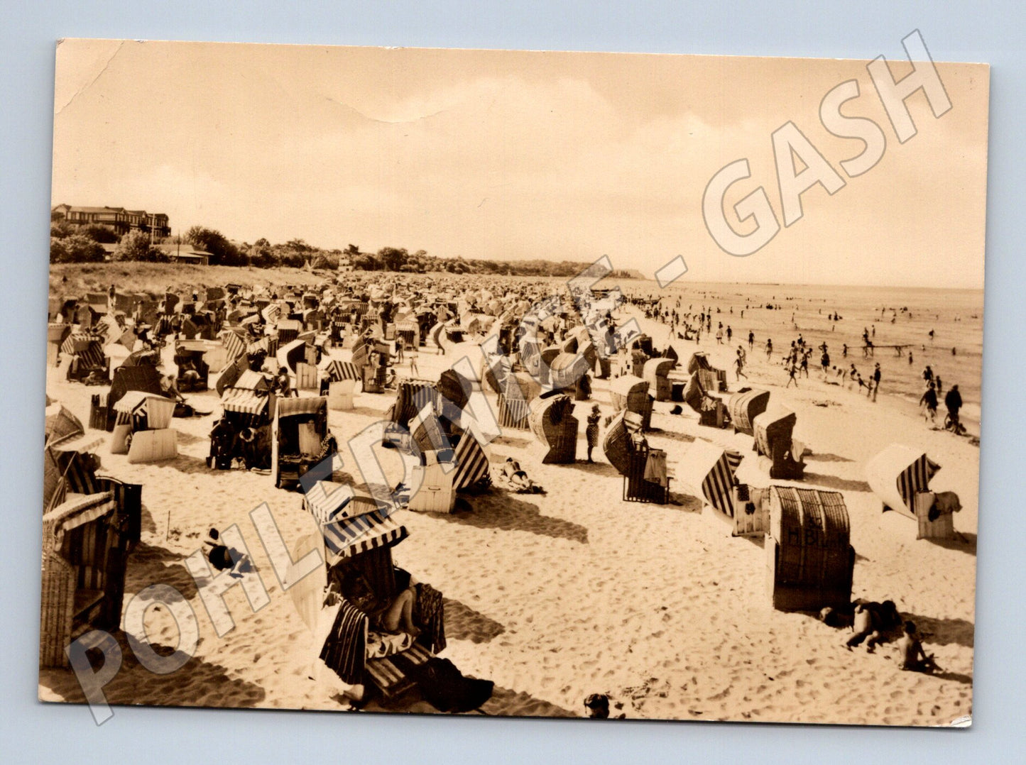 Pohlednice Ahlbeck Usedom Německo NDR 1969 pláž proutěné koše (M16484)