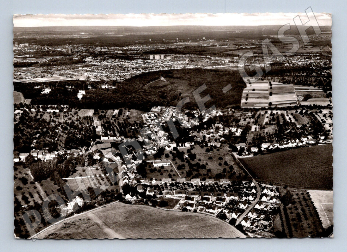 Pohlednice Hohenwettersbach u Karlsruhe letecká Německo (M16489)