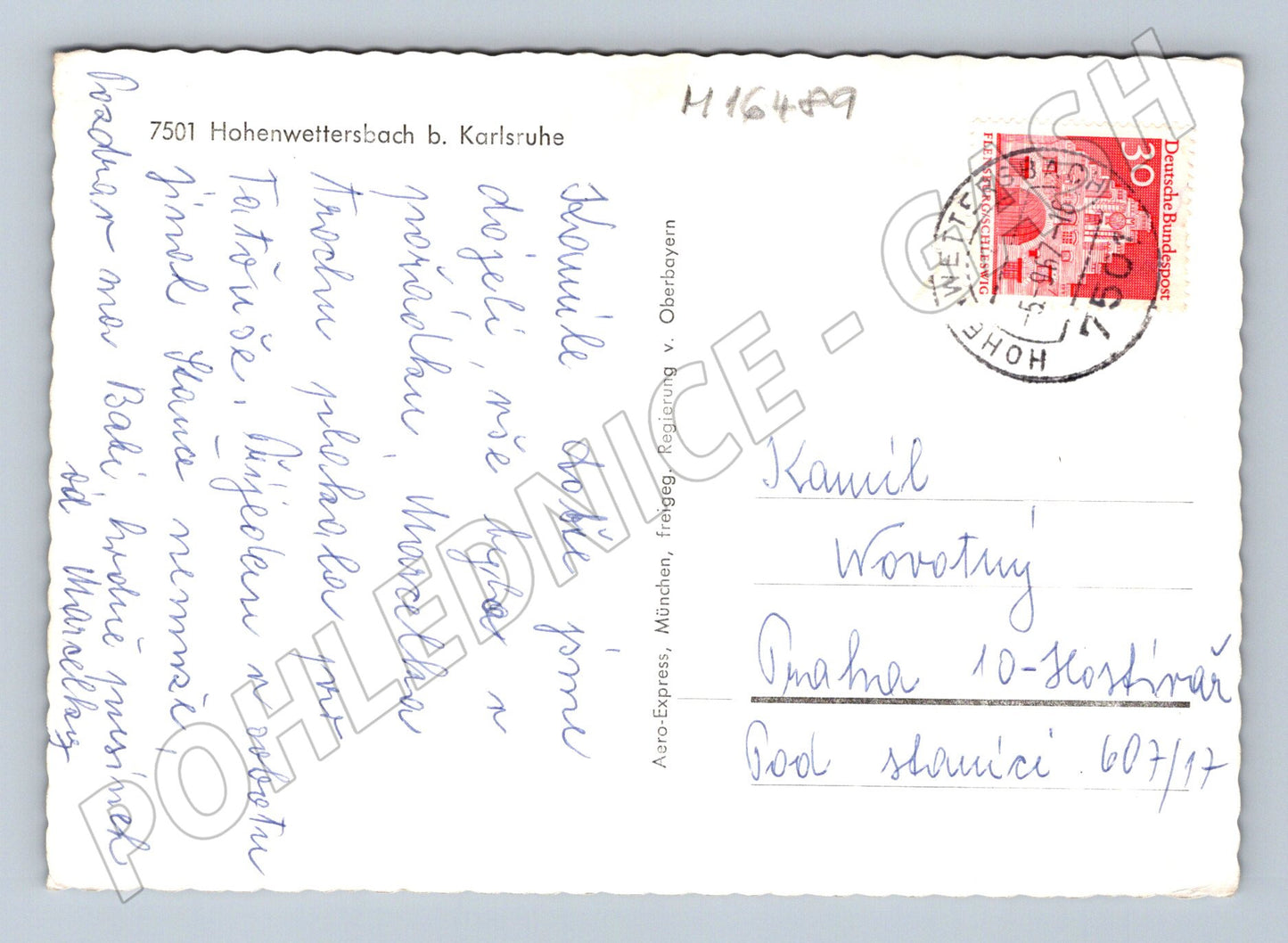 Pohlednice Hohenwettersbach u Karlsruhe letecká Německo (M16489)