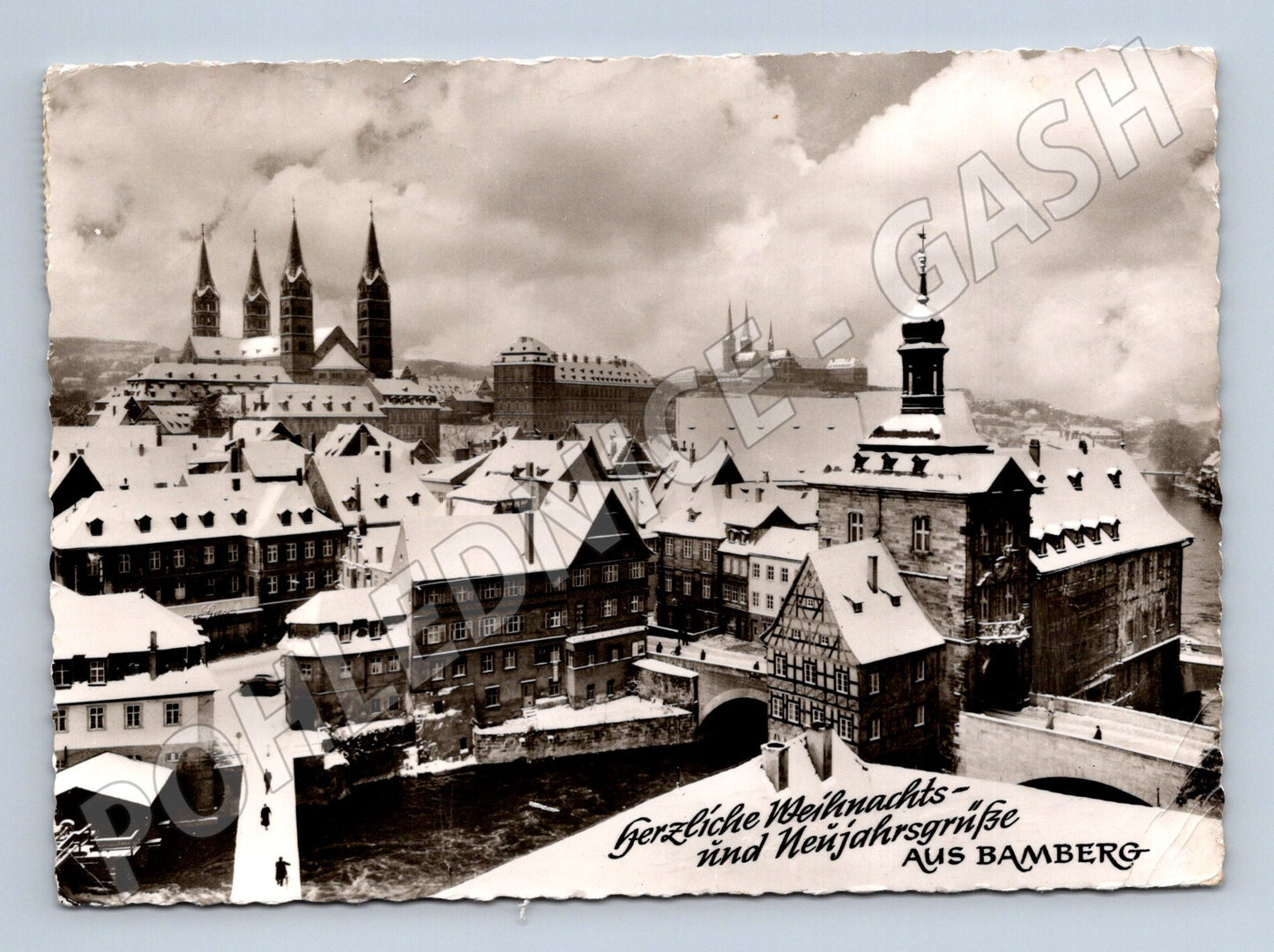 Pohlednice Bamberg Německo historická zimní prošlá poštou (M16491)