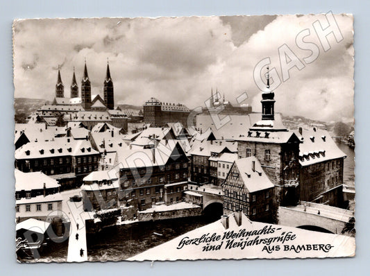 Pohlednice Bamberg Německo historická zimní prošlá poštou (M16491)