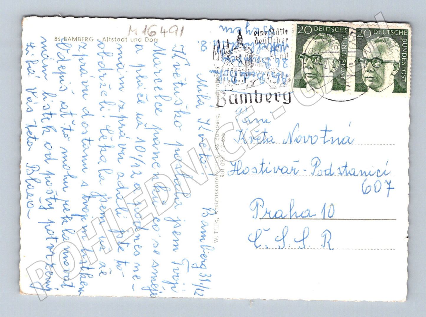 Pohlednice Bamberg Německo historická zimní prošlá poštou (M16491)