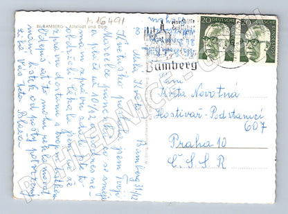 Pohlednice Bamberg Německo historická zimní prošlá poštou (M16491)