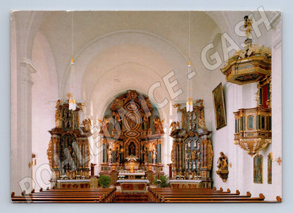 Pohlednice Hammelburg Německo interiér kostela odeslaná 2000 (M16492)