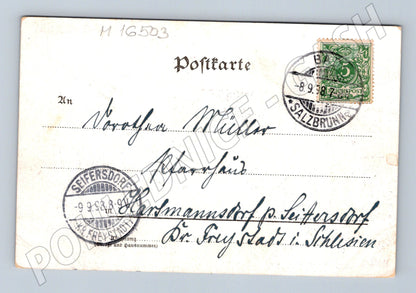 Pohlednice Pozdrav z lázní Salzbrunn kolorovaná 1898 (M16503)