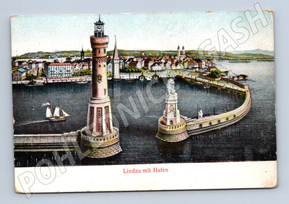 Pohlednice Lindau am Bodensee přístav maják lev (M16504)