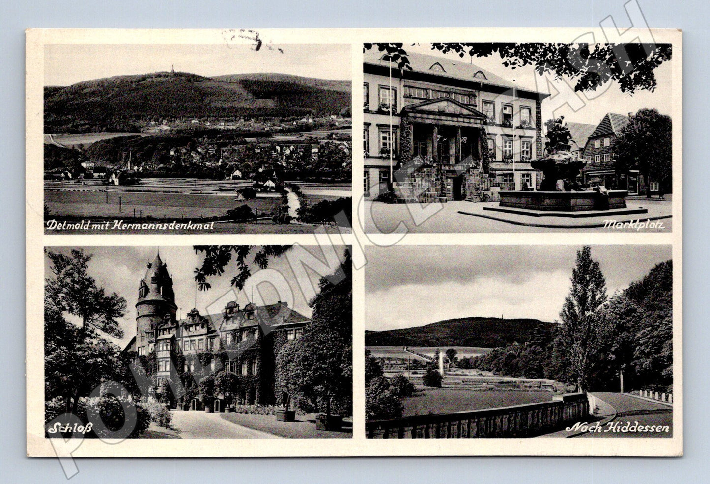 Pohlednice Detmold Německo  koláž zámek památník Hermanna (M16517)