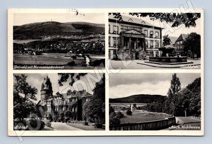 Pohlednice Detmold Německo  koláž zámek památník Hermanna (M16517)