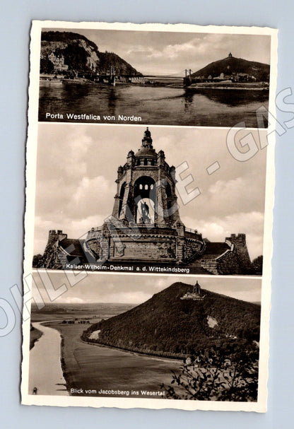 Pohlednice Porta Westfalica Kaiser Wilhelm Denkmal Německo čb (M16519)