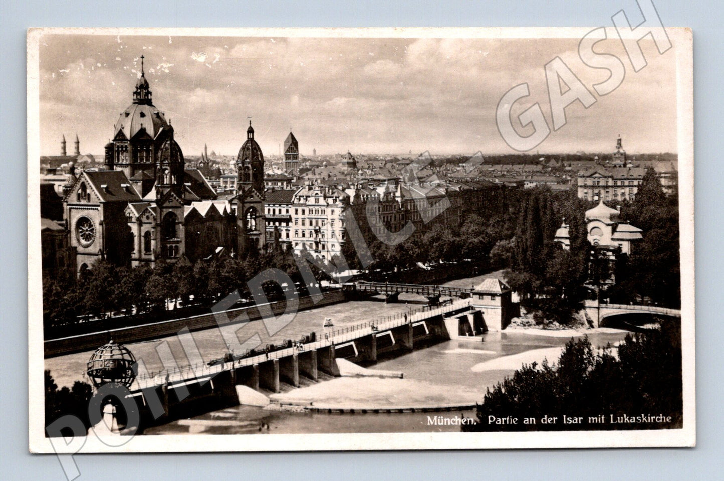 Pohlednice Mnichov Isar Lukaskirche Německo (M16529)
