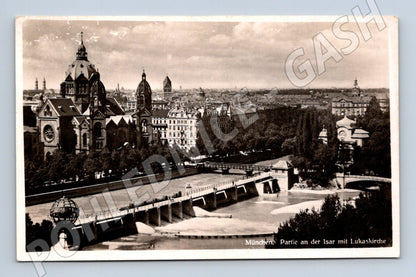 Pohlednice Mnichov Isar Lukaskirche Německo (M16529)