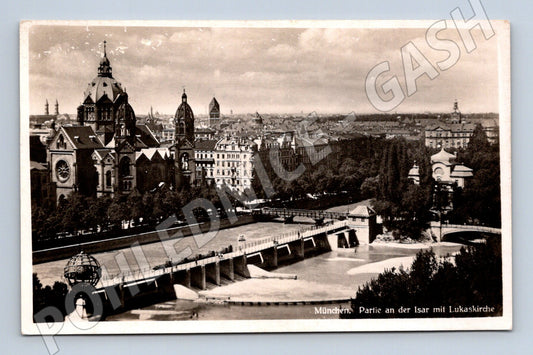 Pohlednice Mnichov Isar Lukaskirche Německo (M16529)