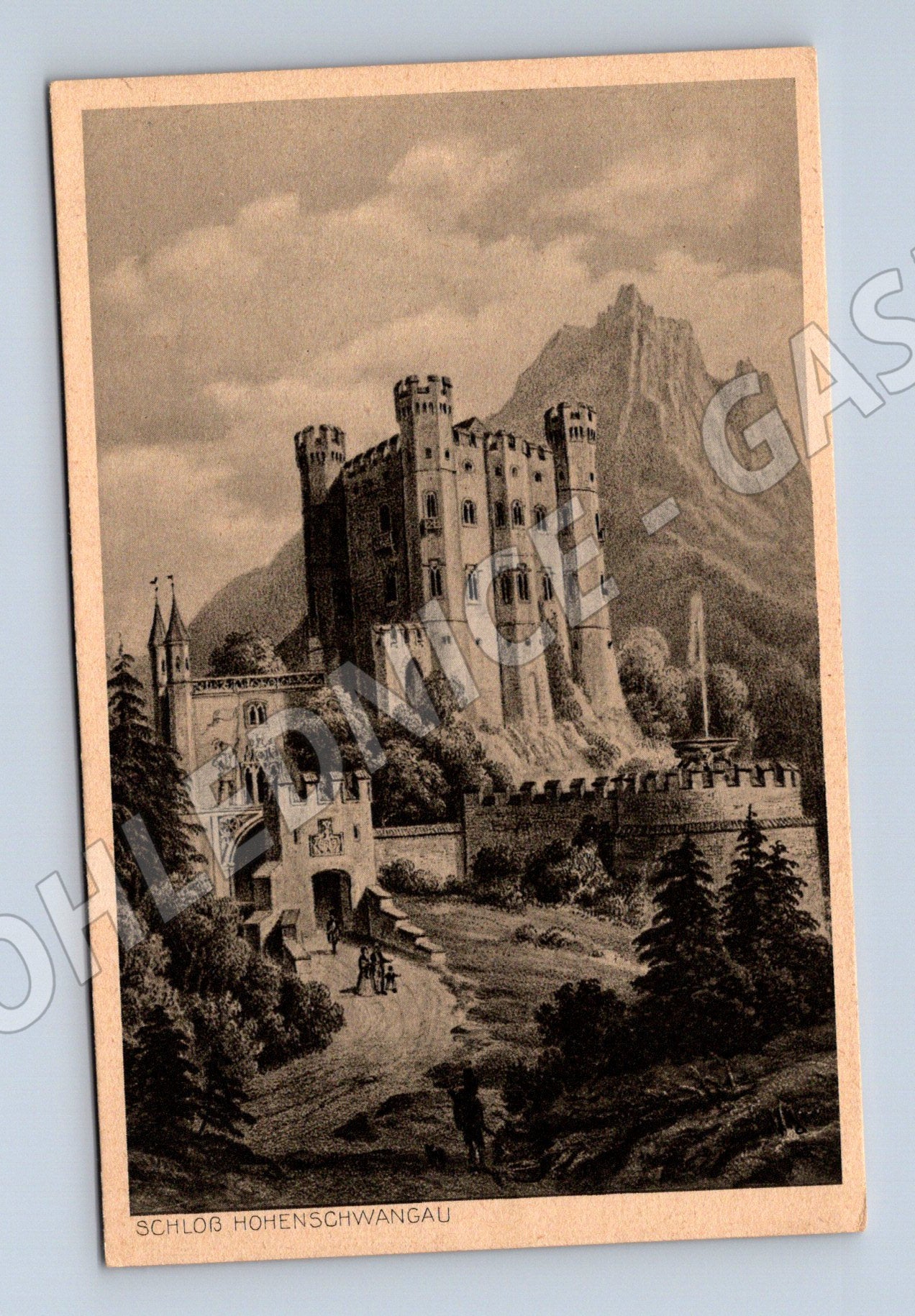 Pohlednice Hohenschwangau Německo čb (M16539)