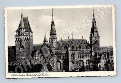 Pohlednice Aachen Rathaus Katschhof Německo (M16572)