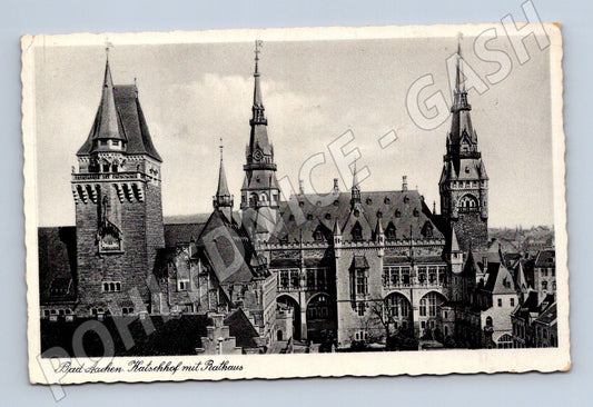 Pohlednice Aachen Rathaus Katschhof Německo (M16572)