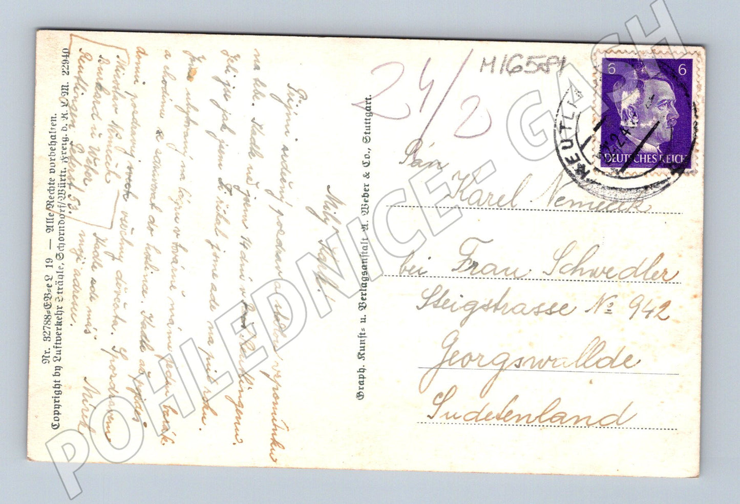 Pohlednice Reutlingen letecký pohled Německo (M16581)