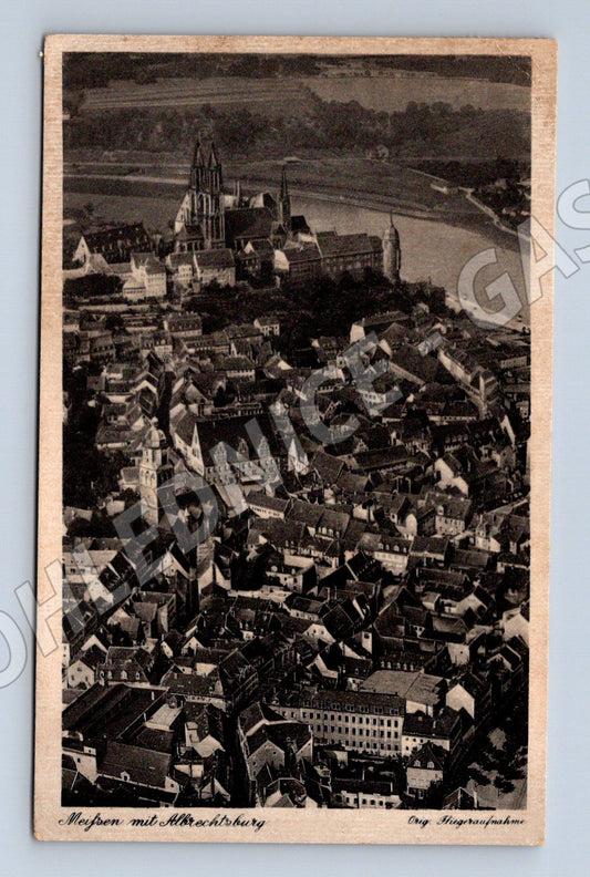 Pohlednice Meißen Albrechtsburg letecký pohled (M16619)
