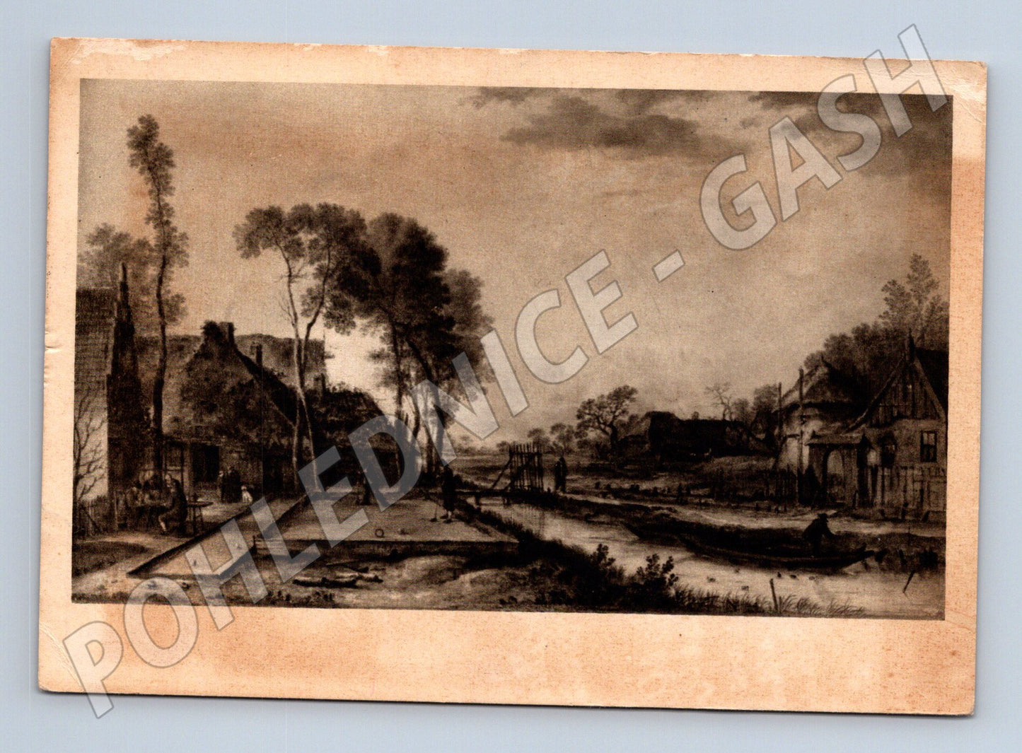 Pohlednice Aert van der Neer holandská vesnice obraz (M16634)