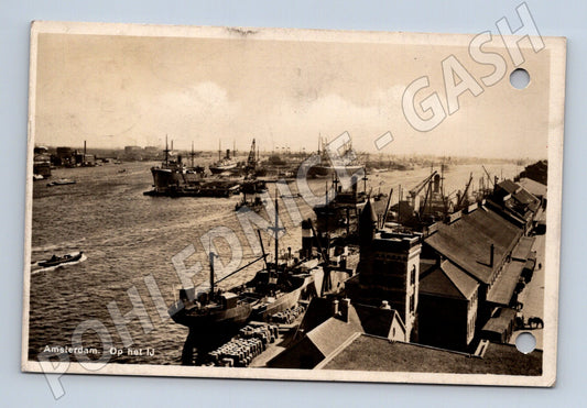 Pohlednice Amsterdam přístav a lodě 1938 odeslaná (M16654)