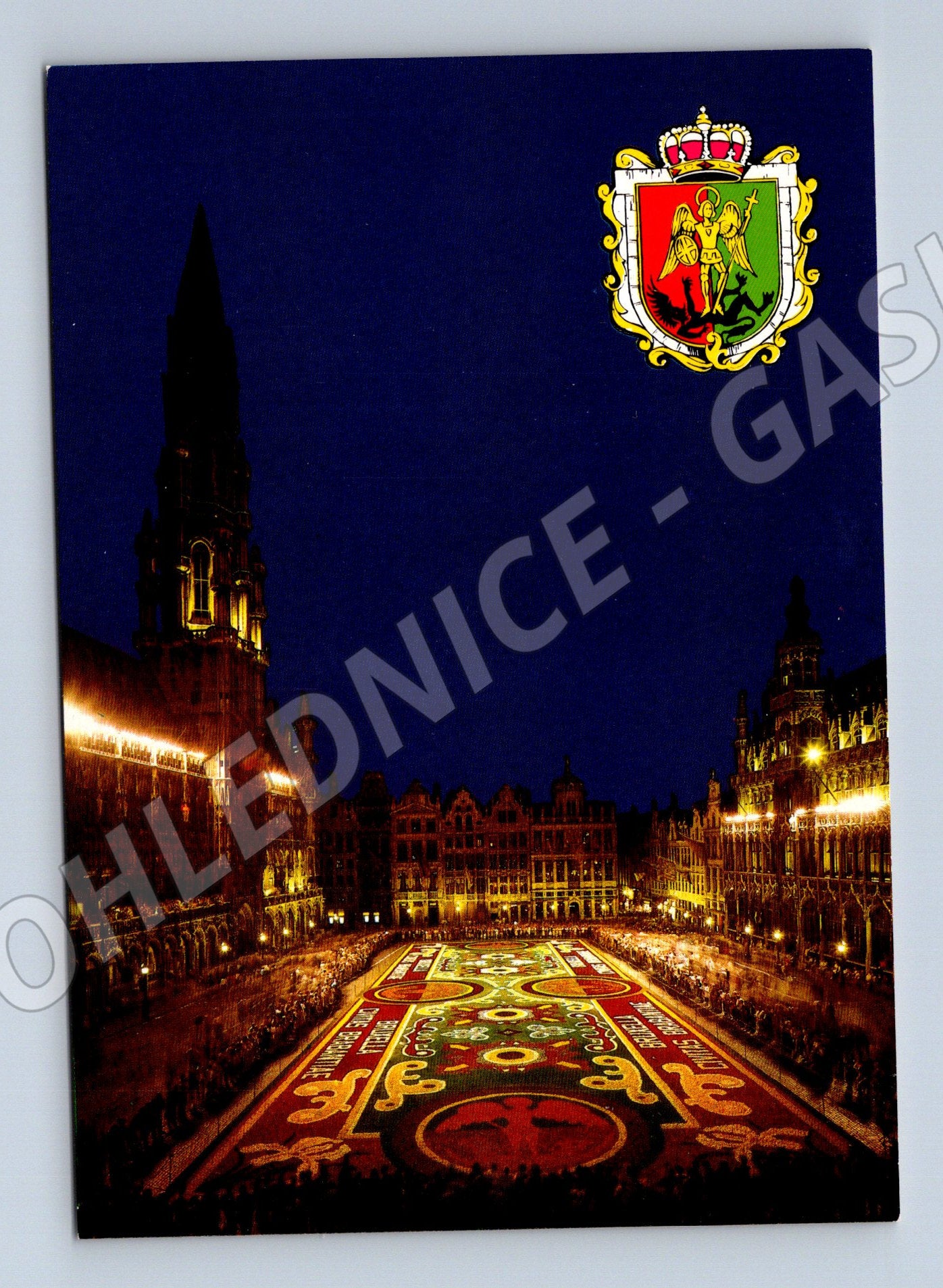 Pohlednice Brusel Grand Place květinový koberec noc (M16664)