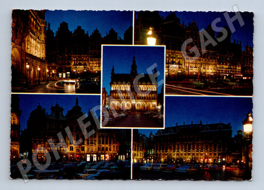 Pohlednice Brusel Grand Place noc 1970 popsaná (M16666)