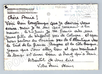 Pohlednice Brusel Grand Place noc 1970 popsaná (M16666)