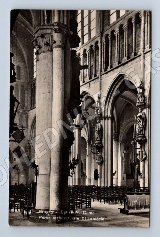 Pohlednice Bruggy Notre Dame interiér 13. stol Belgie (M16675)