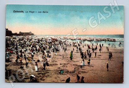 Pohlednice Ostende La Plage Les Bains Belgie (M16687)
