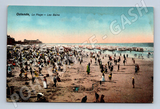 Pohlednice Ostende La Plage Les Bains Belgie (M16687)